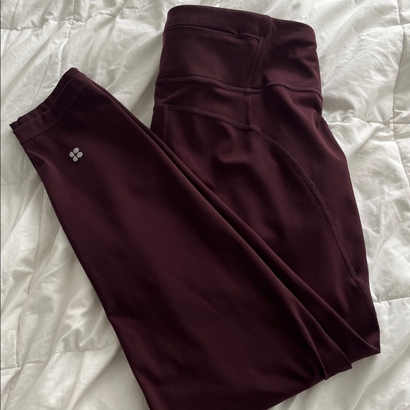 Sweaty Betty Power 7/8 Leggings Midnight Cherry Purple Sculpting Fit Side Pocket - Picture 10 of 15